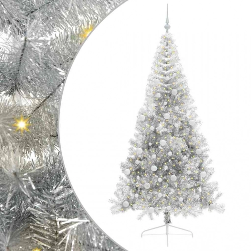 Mākslīgais Led Ziemassvētku Eglīte Sudraba 240 Cm Pet Vidaxl