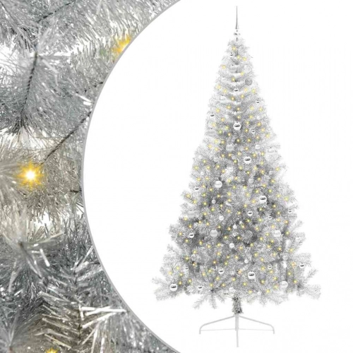 Mākslīgais Led Ziemassvētku Eglīte Sudraba 240 Cm Pet Vidaxl