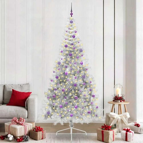 Mākslīgais Led Ziemassvētku Eglīte Sudraba 240 Cm Pet Vidaxl