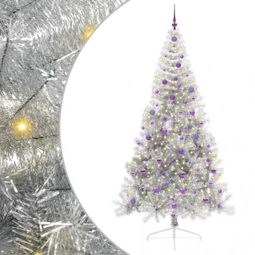 Mākslīgais Led Ziemassvētku Eglīte Sudraba 240 Cm Pet Vidaxl