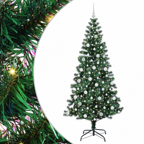 Mākslīgais Led Ziemassvētku Eglīte Zaļa 210 Cm Pvc Un Metāls Vidaxl