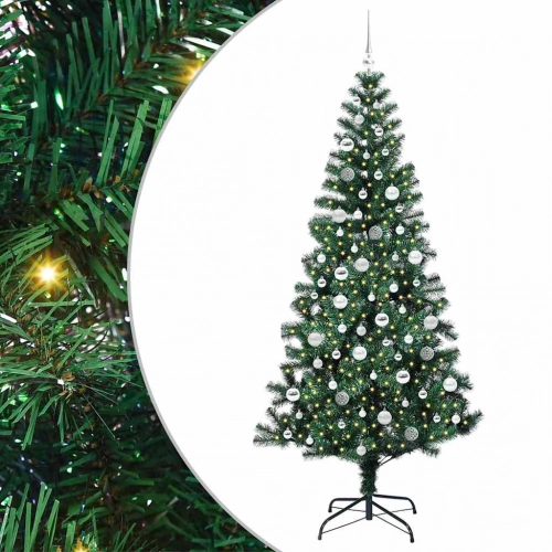 Mākslīgais Led Ziemassvētku Eglīte Zaļa 210 Cm Pvc Un Metāls Vidaxl