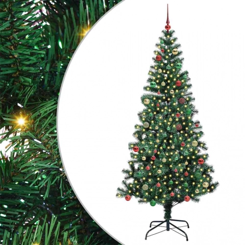 Mākslīgais Led Ziemassvētku Eglīte Zaļa 210 Cm Pvc Un Metāls Vidaxl