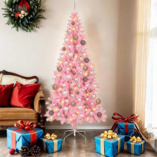 Mākslīgie Ziemassvētku Koki Su 300 Led Rozā 180 Cm Pvc Vidaxl