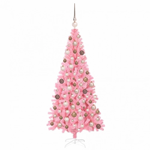 Mākslīgie Ziemassvētku Koki Su 300 Led Rozā 180 Cm Pvc Vidaxl