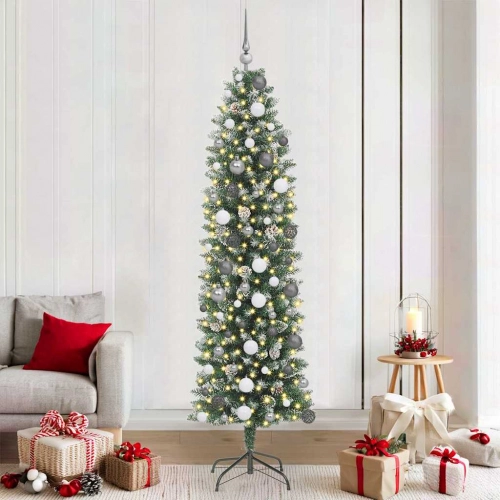 Mākslīgs Slaids Ziemassvētku Koks Zaļa 210 Cm Pvc Un Plastmasas Vidaxl