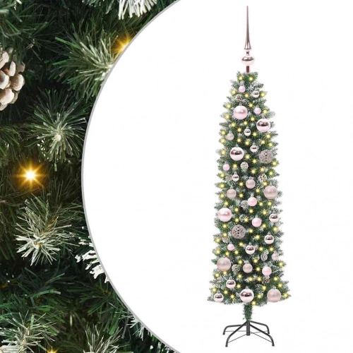 Mākslīgs Slaids Ziemassvētku Koks Zaļš Un Balts 120 Cm Vidaxl