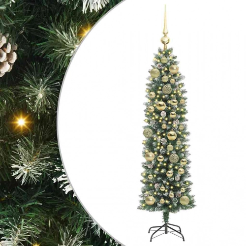 Mākslīgs Slaids Ziemassvētku Koks Zaļš Un Balts 120 Cm Vidaxl