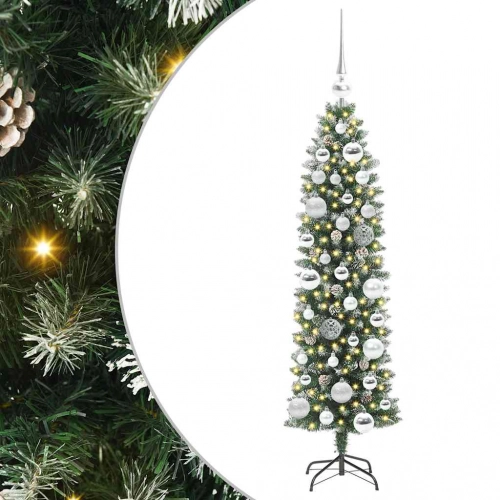 Mākslīgs Slaids Ziemassvētku Koks Zaļš Un Balts 120 Cm Vidaxl