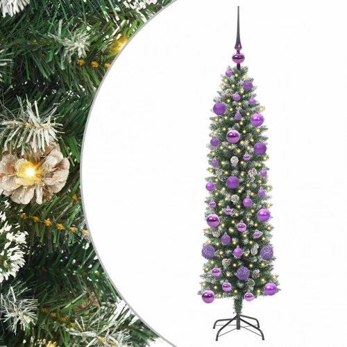 Mākslīgs Slaids Ziemassvētku Koks Zaļš Un Balts 120 Cm Vidaxl