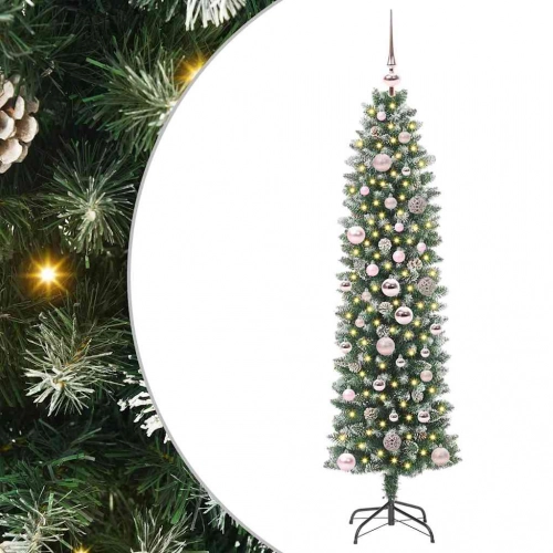 Mākslīgs Slaids Ziemassvētku Koks Zaļš Un Balts 150 Cm Vidaxl
