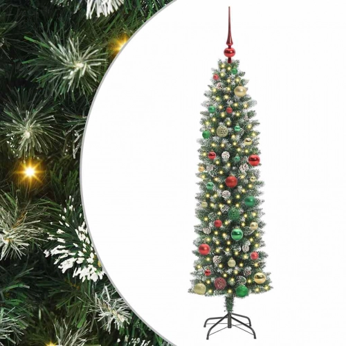 Mākslīgs Slaids Ziemassvētku Koks Zaļš Un Balts 150 Cm Vidaxl