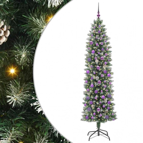 Mākslīgs Slaids Ziemassvētku Koks Zaļš Un Balts 210 Cm Vidaxl