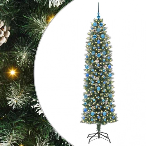 Mākslīgs Slaids Ziemassvētku Koks Zaļš Un Balts 210 Cm Vidaxl