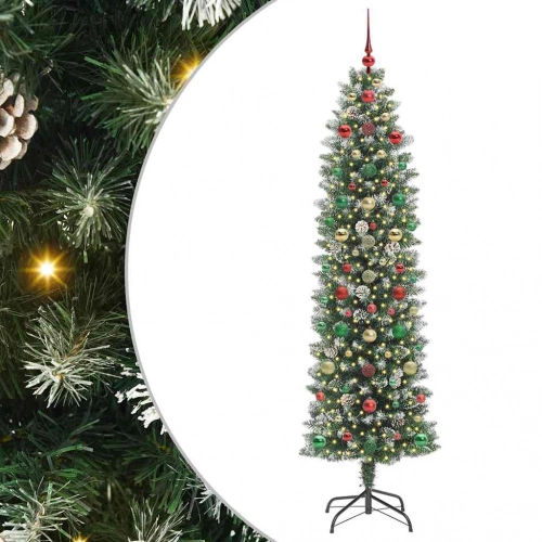Mākslīgs Slaids Ziemassvētku Koks Zaļš Un Balts 210 Cm Vidaxl