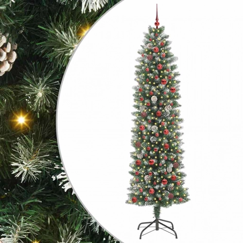 Mākslīgs Slaids Ziemassvētku Koks Zaļš Un Balts 240 Cm Vidaxl