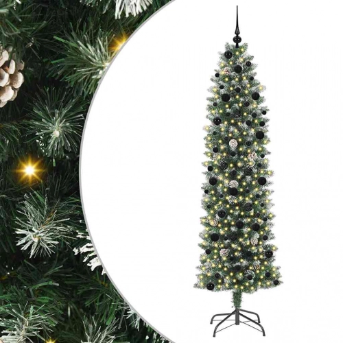 Mākslīgs Slaids Ziemassvētku Koks Zaļš Un Balts 240 Cm Vidaxl