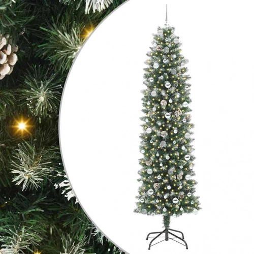 Mākslīgs Slaids Ziemassvētku Koks Zaļš Un Balts 240 Cm Vidaxl