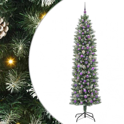 Mākslīgs Slaids Ziemassvētku Koks Zaļš Un Balts 240 Cm Vidaxl
