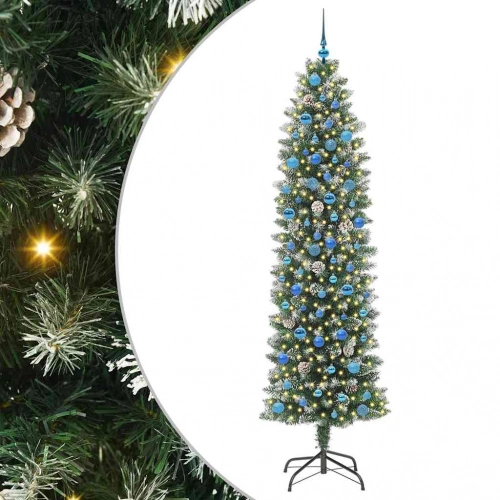 Mākslīgs Slaids Ziemassvētku Koks Zaļš Un Balts 240 Cm Vidaxl