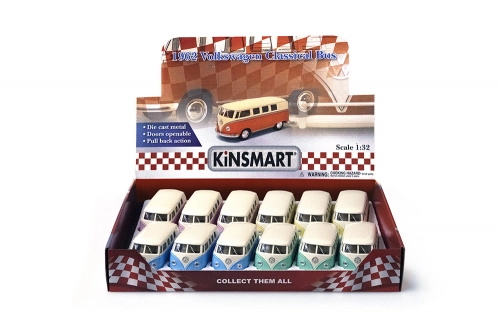 Металлическая авто моделька 1962 Volkswagen Classical Bus (Pastel Color with Ivory Top) 1:32 KT5377Y