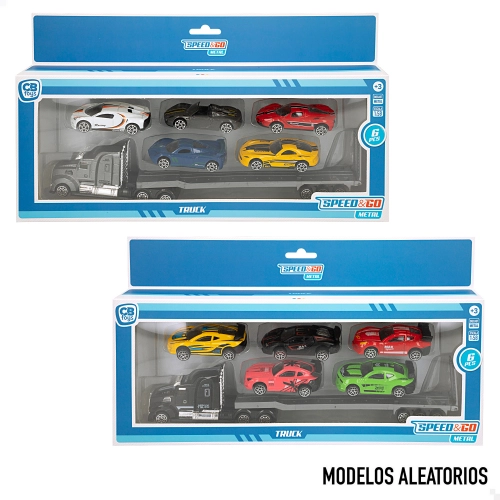 Metāla auto treilers ar 5 mašīnām dažādas 3+ CB43811