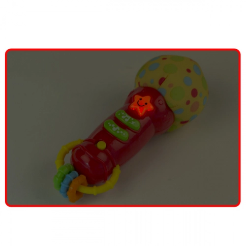 Muzikālais mikrofons ar skaņām un gaismu + grabulis 17 cm no 3 men. CB44232