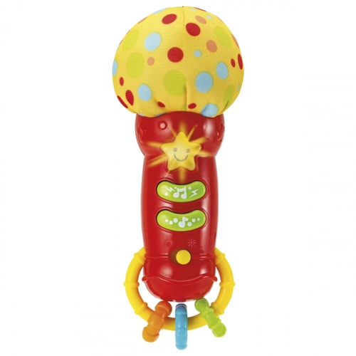 Muzikālais mikrofons ar skaņām un gaismu + grabulis 17 cm no 3 men. CB44232