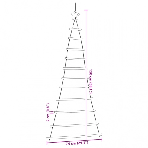 Piekārta Ziemassvētku Eglīte Ar Top Star 74X150 Cm Vidaxl