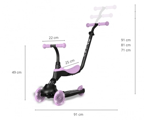 Skrejritenis Qplay Hulajnoga Sema Evo 3in1 Violet