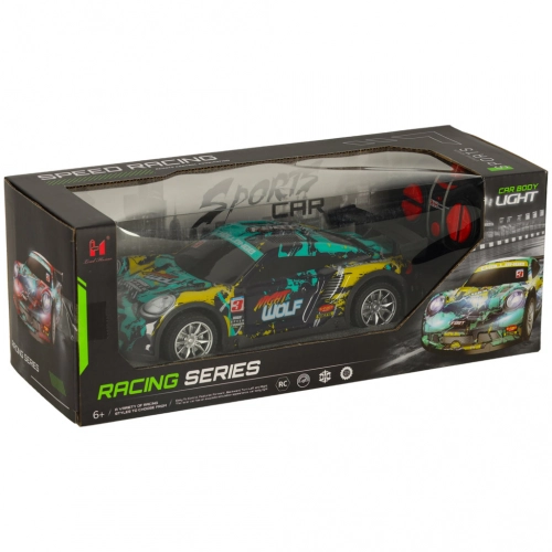 RC sporta auto zilā un zaļā krāsā