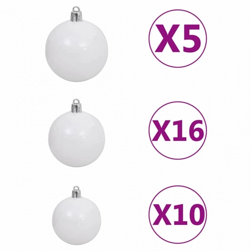 Šaurais Ziemassvētku Koks 300 Led Un Bumbiņu Komplekts Un Sniegs, Zaļš 180 Cm Vidaxl