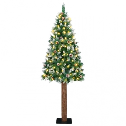 Šaurais Ziemassvētku Koks Ar 300 Led Gaismām Zaļš 210 Cm Pvc Vidaxl