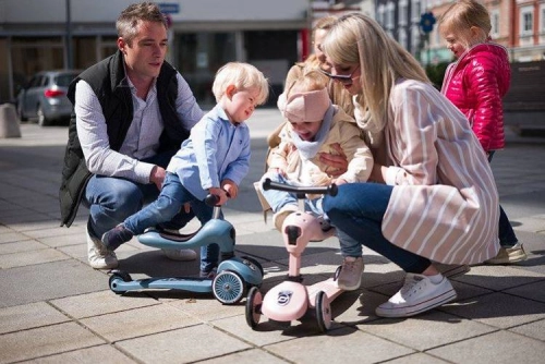 Bērnu skrejritenis ar sēdekli Scootandride Highwaykick 2in1 + regulējama ķivere bērniem (45-51) Rose