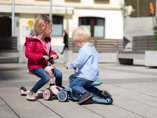 Bērnu skrejritenis ar sēdekli Scootandride Highwaykick 2in1 + regulējama ķivere bērniem (45-51) Rose