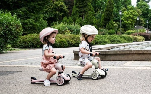 Bērnu skrejritenis ar sēdekli Scootandride Highwaykick 2in1 + regulējama ķivere bērniem (45-51) Rose