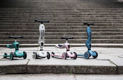 Bērnu skrejritenis ar sēdekli Scootandride Highwaykick 2in1 + regulējama ķivere bērniem (45-51) Rose