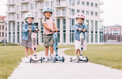 Bērnu skrejritenis ar sēdekli Scootandride Highwaykick 2in1 + regulējama ķivere bērniem (45-51) Rose