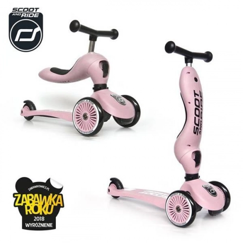 Scootandride Highwaykick 1 Jeździk i Hulajnoga 2w1 1-5 lat Rose + Canpol Babies Termoopakowanie