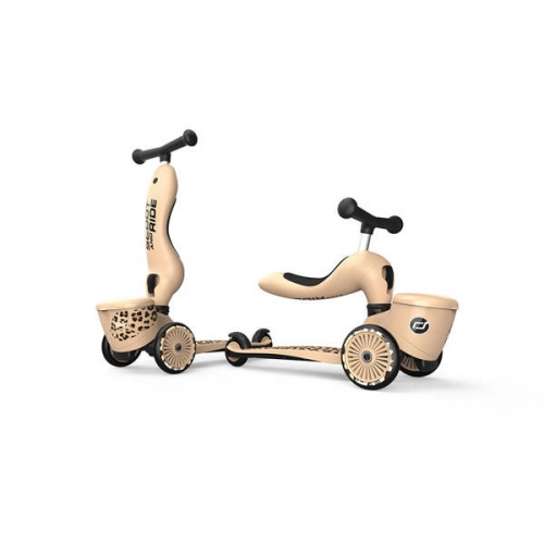 Scootandride Highwaykick 1 Lifestyle 2w1 Jeżdzik i Hulajnoga Trójkołowa z Zamykanym Schowkiem 1-5 lat Leopard