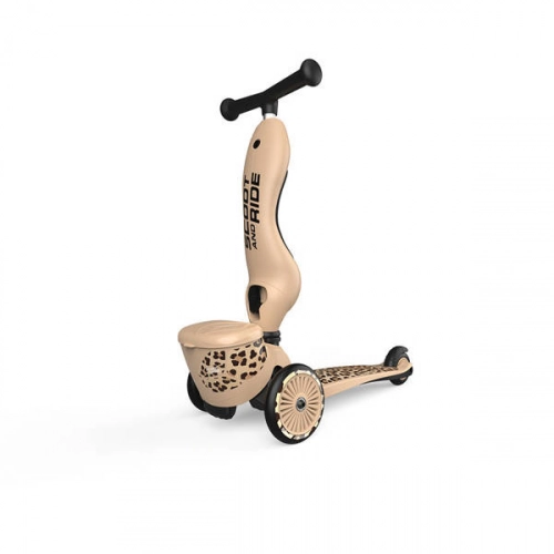 Scootandride Highwaykick 1 Lifestyle 2w1 Jeżdzik i Hulajnoga Trójkołowa z Zamykanym Schowkiem 1-5 lat Leopard