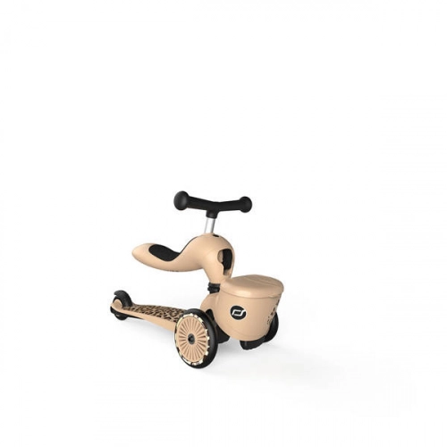 Scootandride Highwaykick 1 Lifestyle 2w1 Jeżdzik i Hulajnoga Trójkołowa z Zamykanym Schowkiem 1-5 lat Leopard