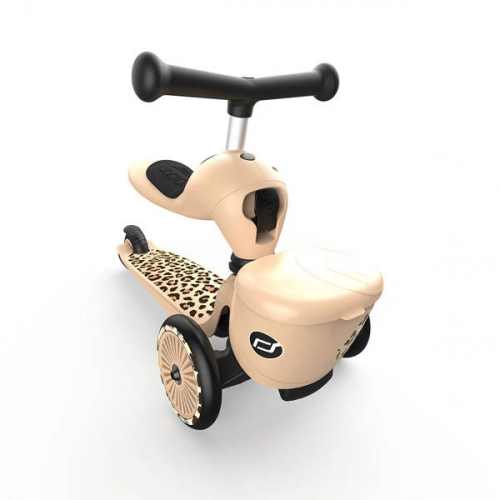 Scootandride Highwaykick 1 Lifestyle 2w1 Jeżdzik i Hulajnoga Trójkołowa z Zamykanym Schowkiem 1-5 lat Leopard