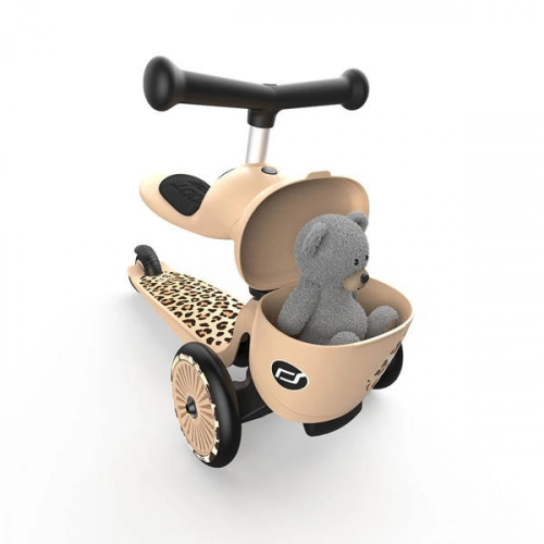Scootandride Highwaykick 1 Lifestyle 2w1 Jeżdzik i Hulajnoga Trójkołowa z Zamykanym Schowkiem 1-5 lat Leopard