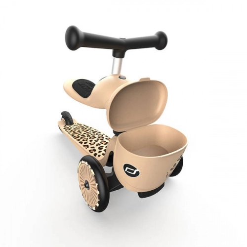 Scootandride Highwaykick 1 Lifestyle 2w1 Jeżdzik i Hulajnoga Trójkołowa z Zamykanym Schowkiem 1-5 lat Leopard