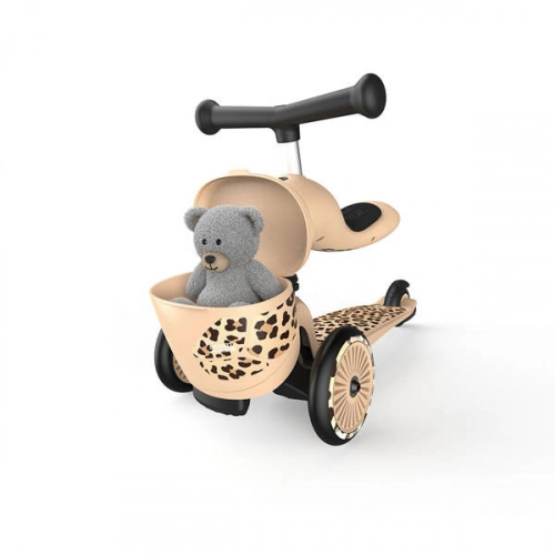 Scootandride Highwaykick 1 Lifestyle 2w1 Jeżdzik i Hulajnoga Trójkołowa z Zamykanym Schowkiem 1-5 lat Leopard