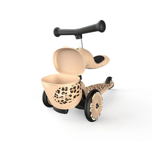 Scootandride Highwaykick 1 Lifestyle 2w1 Jeżdzik i Hulajnoga Trójkołowa z Zamykanym Schowkiem 1-5 lat Leopard