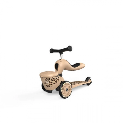 Scootandride Highwaykick 1 Lifestyle 2w1 Jeżdzik i Hulajnoga Trójkołowa z Zamykanym Schowkiem 1-5 lat Leopard