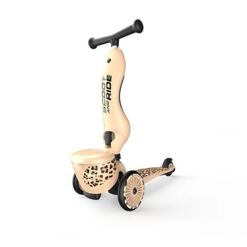 Scootandride Highwaykick 1 Lifestyle 2w1 Jeżdzik i Hulajnoga Trójkołowa z Zamykanym Schowkiem 1-5 lat Leopard