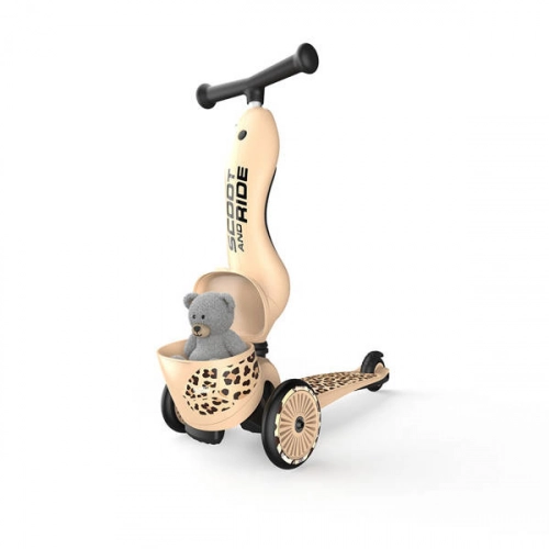 Scootandride Highwaykick 1 Lifestyle 2w1 Jeżdzik i Hulajnoga Trójkołowa z Zamykanym Schowkiem 1-5 lat Leopard